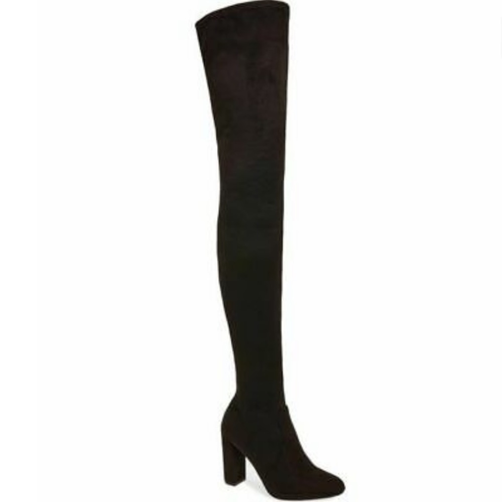 Steve Madden Ezra Over the Knee Black Thigh High Boots Womens 7.5 Stretchy Chic